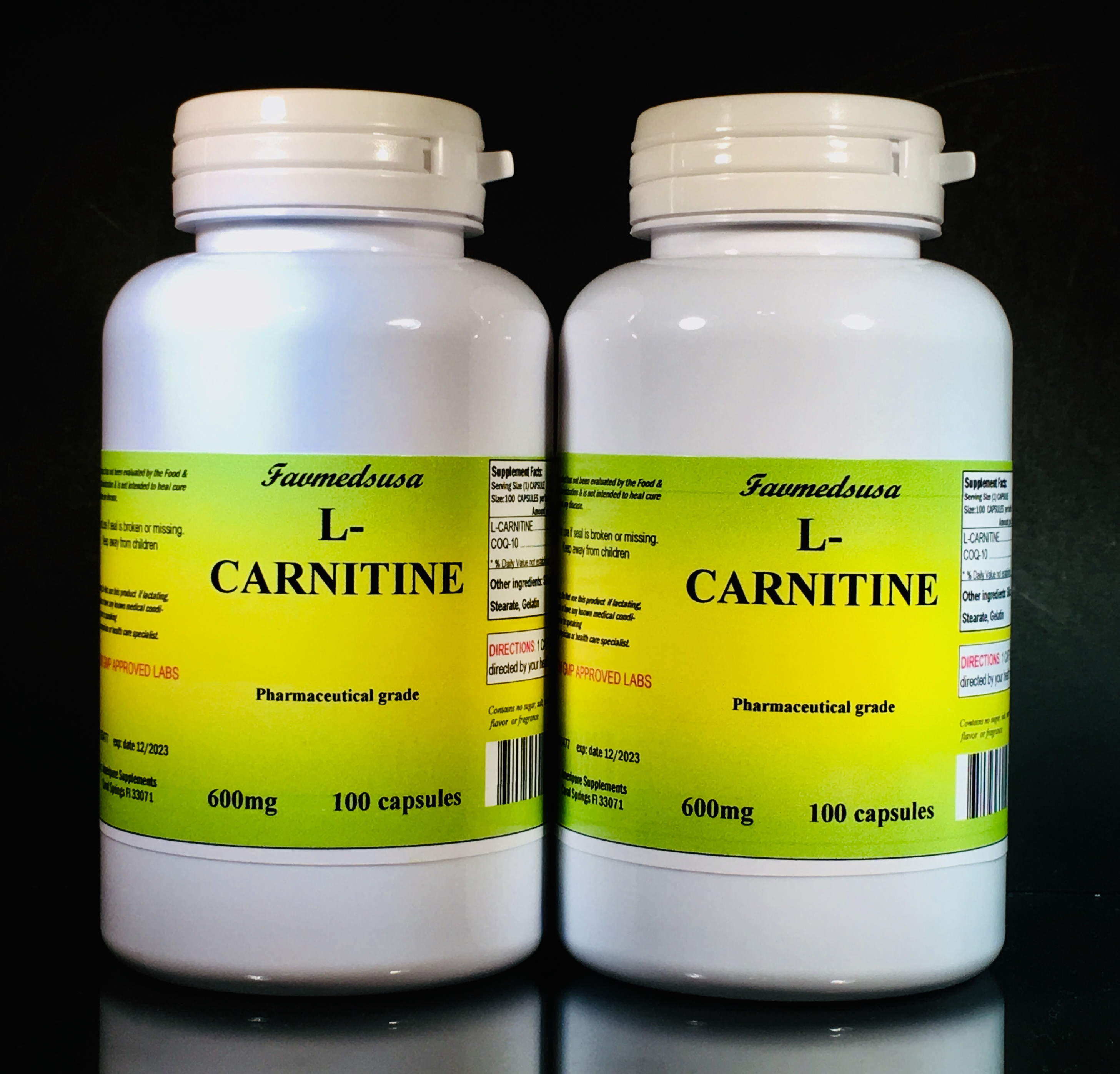 L-Carnitine 600mg + Coq-10 - 200 (2x100) capsules